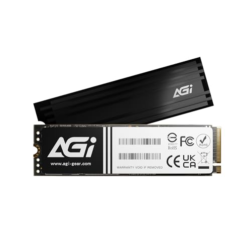 AGI 1TB AI838 PCIe NVMe M.2 Gen4x4 DRAM Cache 3D TLC NAND Flash Internal Solid State Drive SSD with Heat Sink (R/W Speed up to 7400/5500 MBs) Level up PC/Laptop Memory and Storage with Gen 4 Speed von AGI