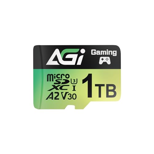AGI TF138 1TB Micro SD-Karte microSD mit Adapter, und microSDXC, A2, U3, V30, Lesegeschwindigkeit bis zu 170 MB/s für Drohne/DashCam/Kamera/Telefon/Switch/PC/Tablet von AGI