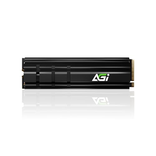 AGI AI858 SSD PCIe 5.0 Gen5x4 NVMe M.2 1TB mit Kühlkörper, 3D NAND, HMB, bis zu 14.000 MB/s, kompatibel mit PlayStation 5, Laptop und Desktop-PC AGI AI858 SSD PCIe 5.0 Gen5x4 NVMe M.2 1TB mit Kühlkörper, 3D NAND, HMB, bis zu 14.000 MB/s, kompatibel mit PlayStation 5, Laptop und Desktop-PC von AGI