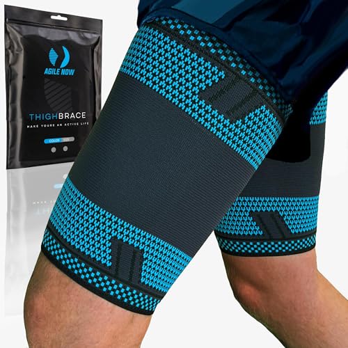 AGILE NOW® Oberschenkelbandage Oberschenkel Kompression Stabilisator, Rutschfest Oberschenkel-Kompressionsbandage für Männer & Damen (2 Stück) XXL von AGILE NOW