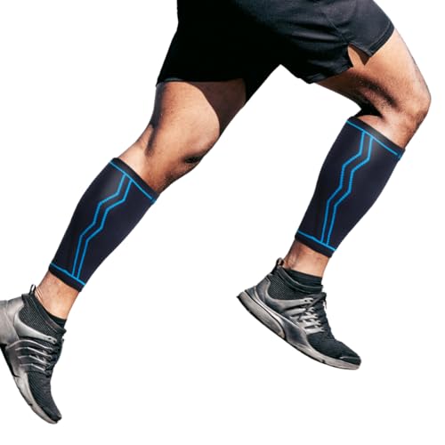 AGILE NOW® Wadenbandage 2er Set stabilisiert & entlastet die Waden bei jeder Bewegung – Kompressionsstrümpfe für Damen & Herren – rutschfeste & atmungsaktive Kompressionsbandagen (L | Blau) von AGILE NOW