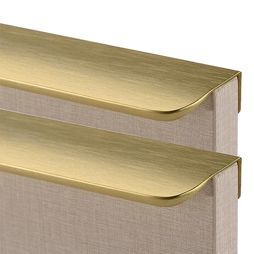 2 Stück Schranktürgriffe Lange Griffe Gebürstetem Gold Küchengriffe Schränkgriffe Unsichtbare Schubladengriffe Versteckte Möbelgriffe, Aluminiumlegierung (Length 200mm) von AGINOS