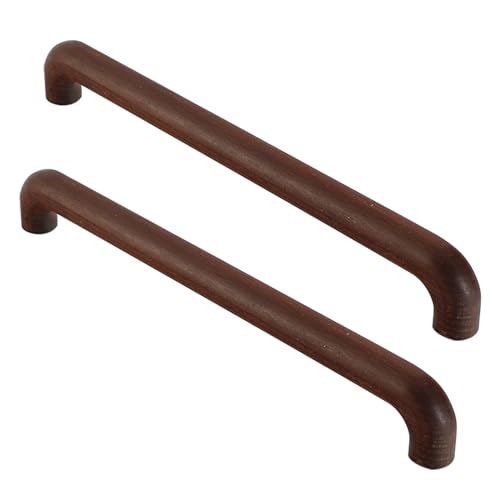 Braune Schrankgriffe Massivholz Türgriffe Möbelgriffe Buche Küchengriffe Kleiderschrank Griffe 2 Stück Schubladengriffe Holzgriffe (Hole distance 192mm) von AGINOS