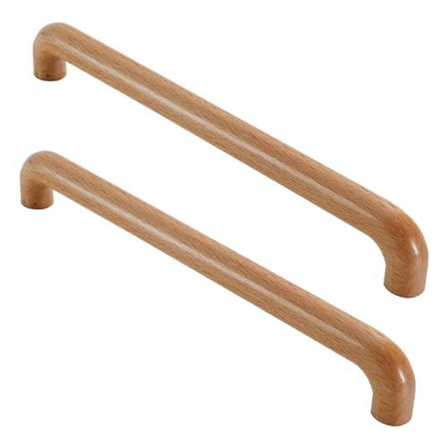 Küchengriffe Holz Schrankgriffe Buche Schubladengriffe Holzgriffe 2 Stück Möbelgriffe Türgriffe, für Küchen Schränke Garderoben, Oberflächenlack (Hole distance 64mm) von AGINOS