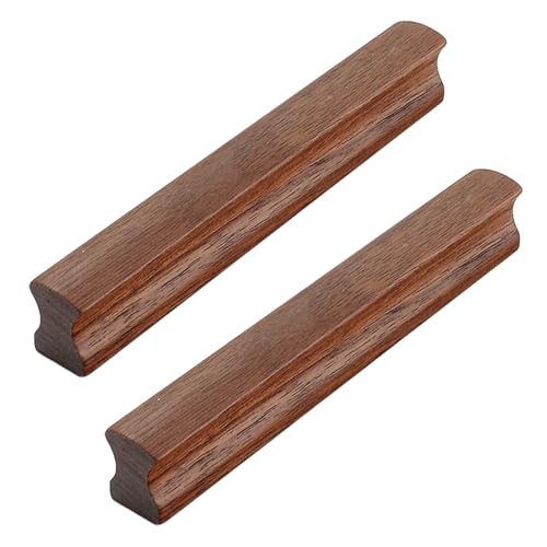 Schrankgriffe Walnussholz Griffe Braune Schranktürgriffe 2 Stück Möbelgriffe Schubladenknöpfe Holzgriffe Langgriffe Küchengriffe, mit Schrauben (Length 132mm) von AGINOS