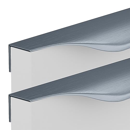 Versteckte Möbelgriffe Gebürstete Graue Schrankgriffe Türgriffe Unsichtbare Schubladengriffe für Küche Schlafzimmer Kleiderschrank Aluminium Griffe, 2 Stück (Length 1200mm) von AGINOS