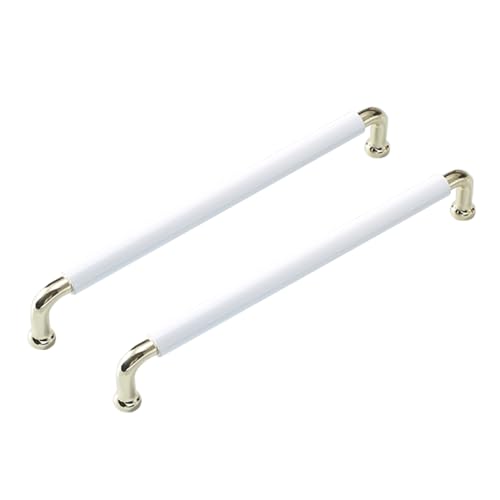 Weiß/Gold Schrankgriffe Zinklegierung Küchengriffe Schubladengriffe Verlängern Möbelgriffe Türgriffe, für Schrank Schlafzimmer Kleiderschrank, 2 Stück (Hole distance 128mm) von AGINOS