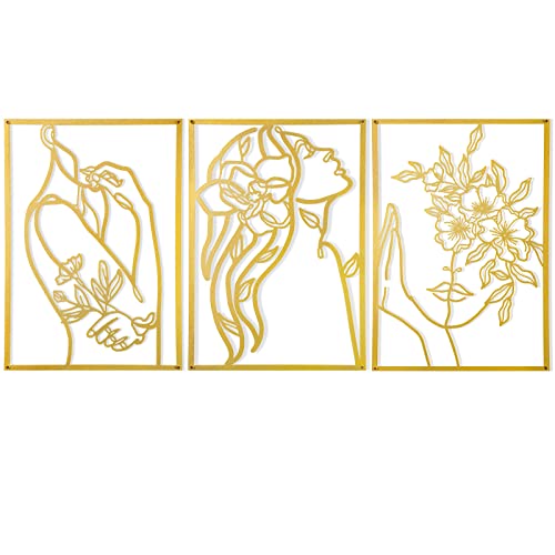 AGIOTA 3 Stück goldene Wanddekoration über dem Bett, minimalistische Wandkunst für Wohnzimmer, Metalllinie Kunst – weiblicher Körper, moderne Wandkunst für den Innenbereich, 38.1 cm AGIOTA 3 Stück goldene Wanddekoration über dem Bett, minimalistische Wandkunst für Wohnzimmer, Metalllinie Kunst – weiblicher Körper, moderne Wandkunst für den Innenbereich, 38.1 cm von AGIOTA