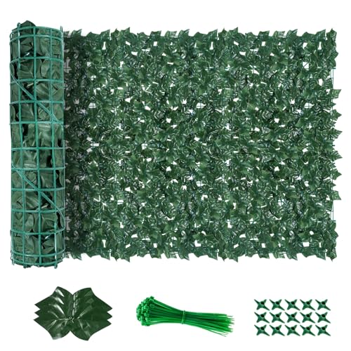 AGJIDSO Künstliche Efeu Hecke Sichtschutz, 100 * 300cm(2 * 300x50cm) Efeu Sichtschutz, Balkon Sichtschutz Efeu, Sichtschutz Balkon Blätter Sichtschutz Künstliche Hecke, Süßkartoffelblätter von AGJIDSO