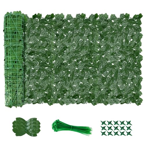 AGJIDSO Künstlicher Efeu-Zaun, 3 m x 1 m (2 x 3 x 0,5 m) künstliche Hecken, Sichtschutzzaun für Garten, Balkon, Außenbereich (verbesserte Ahornblätter) von AGJIDSO