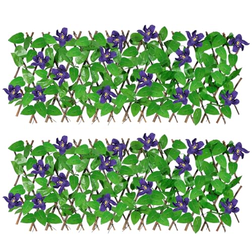 Expandable Faux Ivy 2Pack Privacy Fence Screen with Flowers,110”Stretchable Artificial Hedge Anti-Ultraviolet, Decoration for Balcony, Patio, Garden von AGJIDSO