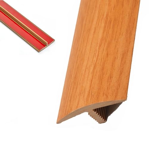 AGKANVCVNT 9 Stück Übergangsleiste PVC, T Profil Übergangsprofil Selbstklebende Übergangsschiene Breite 40mm, Verbindungs Abdeckleiste Für Parkett/Laminat/Vinyl, Schneidbar(Red Oak,1 Pcs) von AGKANVCVNT