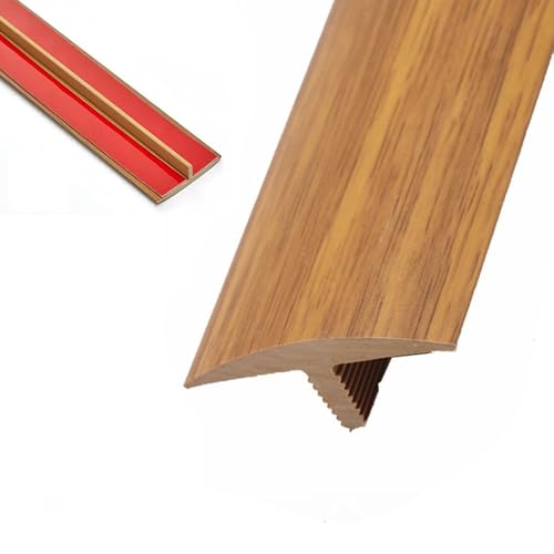 AGKANVCVNT 9 Stück Übergangsleiste PVC, T Profil Übergangsprofil Selbstklebende Übergangsschiene Breite 40mm, Verbindungs Abdeckleiste Für Parkett/Laminat/Vinyl, Schneidbar(Teak,1 Pcs) von AGKANVCVNT