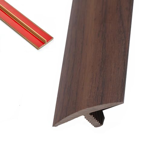 AGKANVCVNT 9 Stück Übergangsleiste PVC, T Profil Übergangsprofil Selbstklebende Übergangsschiene Breite 40mm, Verbindungs Abdeckleiste Für Parkett/Laminat/Vinyl, Schneidbar(Walnut,1 Pcs) von AGKANVCVNT