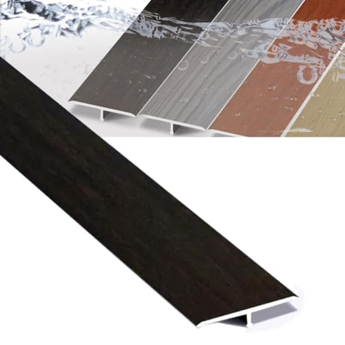 AGKANVCVNT 90cm Schneidbare Bodenübergangsleiste Übergangsprofil Schwarz T-förmige Schwellenleiste, Übergangsschiene Aluminium, Übergangsleiste Ohne Bohren, Abdeckleiste(Black,W25mm/0.9in) von AGKANVCVNT