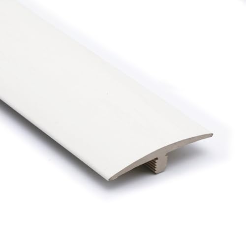 AGKANVCVNT Bodenübergangsleiste Selbstklebend 40mm Breite T-Profil Übergangsschiene Übergangsprofil Von Holz Zu Fliesen, PVC Türschwellen Leiste, Glatt, Leicht, 6 Stück(White,9Pcs) von AGKANVCVNT