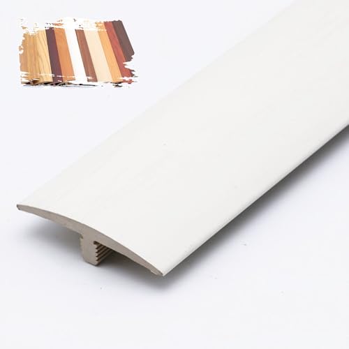 AGKANVCVNT PVC Selbstklebend Boden Übergangsleiste T-Profil Übergangsschiene Übergangsprofil 40mm Breit Bodenübergangsstreifen Wasserdicht Schwellenleiste Für Fliesen Laminat, 3 Stück(White,1 Pcs) von AGKANVCVNT