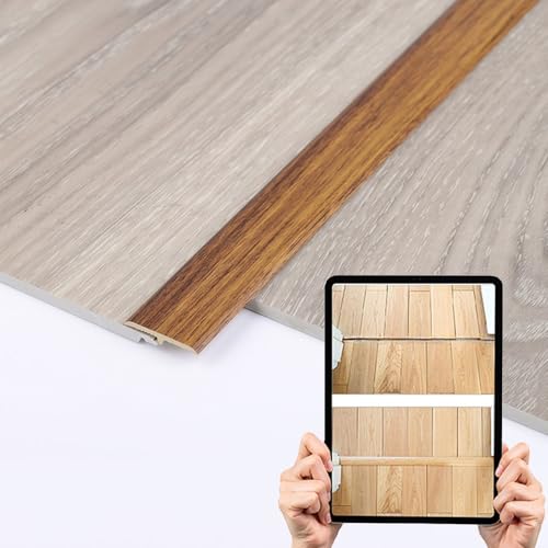 AGKANVCVNT Schneidbare Bodenübergangsleiste, T-Profil Übergangsprofil 24mm Breite Übergangsschiene Selbstklebend PVC Für Parkett/Laminat/Vinyl, L90cm(Light Walnut,1 Pcs) von AGKANVCVNT