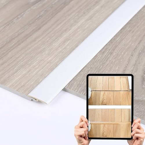 AGKANVCVNT Schneidbare Bodenübergangsleiste, T-Profil Übergangsprofil 24mm Breite Übergangsschiene Selbstklebend PVC Für Parkett/Laminat/Vinyl, L90cm(White,3 Pcs) von AGKANVCVNT