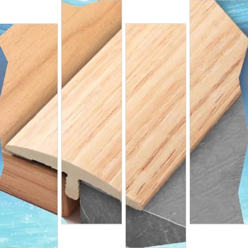 AGKANVCVNT T Profil Bodenleiste Übergangsprofil Selbstklebend Weiß Bodenübergangsstreifen Von Bodenlücken Zwischen Holz/Laminat/Fliesen, Breite 40mm, Ausgleichsprofil(Beige,3 Pcs) von AGKANVCVNT