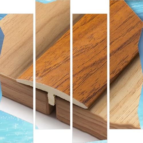 AGKANVCVNT T Profil Bodenleiste Übergangsprofil Selbstklebend Weiß Bodenübergangsstreifen Von Bodenlücken Zwischen Holz/Laminat/Fliesen, Breite 40mm, Ausgleichsprofil(Teak,6 Pcs) von AGKANVCVNT
