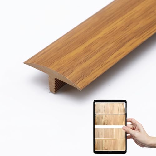 AGKANVCVNT T-Profil PVC Übergangsprofil Selbstklebend Schwarz Bodenübergangsstreifen Verschleißfest Türschwellen Leiste Breit 40mm, Übergangsleiste Ohne Bohren(Teak,1 Pcs) von AGKANVCVNT