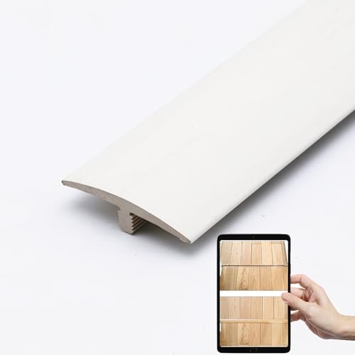 AGKANVCVNT T-Profil PVC Übergangsprofil Selbstklebend Schwarz Bodenübergangsstreifen Verschleißfest Türschwellen Leiste Breit 40mm, Übergangsleiste Ohne Bohren(White,1 Pcs) von AGKANVCVNT
