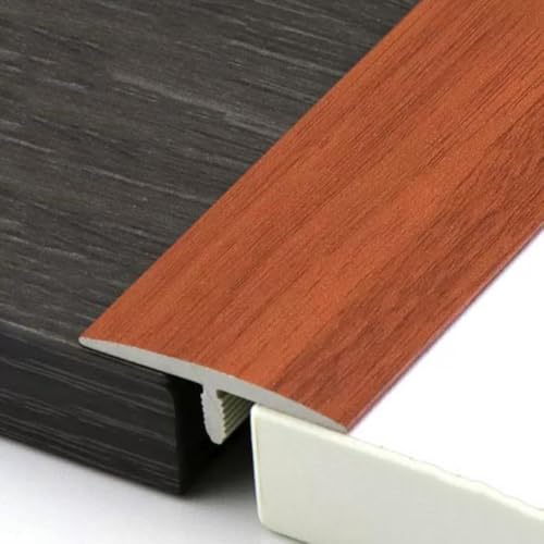 AGKANVCVNT T-förmige Bodenleisten Übergangsprofil, Übergangsschiene PVC, Selbstklebende Übergangsleiste Boden Für Fliesen/Laminat/Vinyl, Holzmaserung, L90cm(Red Brown,W38mm/1.5in) von AGKANVCVNT
