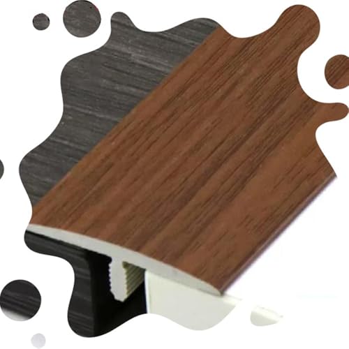 AGKANVCVNT T-förmige Bodenleisten Übergangsprofil, Übergangsschiene PVC, Selbstklebende Übergangsleiste Boden Für Fliesen/Laminat/Vinyl, Holzmaserung, L90cm(Walnut,W60mm/2.4in) von AGKANVCVNT