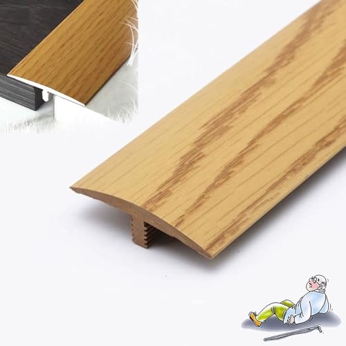 AGKANVCVNT T-förmige Bodenübergangsleiste, Schwellenleiste Für Fliesen Zu Holz/Laminat/Vinyl Und Teppich, PVC Randleiste, Übergangsprofil Selbstklebend, Breite 4cm(Oak) von AGKANVCVNT