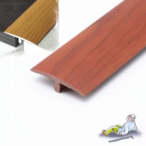 AGKANVCVNT T-förmige Bodenübergangsleiste, Schwellenleiste Für Fliesen Zu Holz/Laminat/Vinyl Und Teppich, PVC Randleiste, Übergangsprofil Selbstklebend, Breite 4cm(Red Wood) von AGKANVCVNT