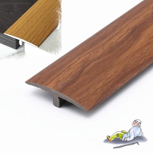 AGKANVCVNT T-förmige Bodenübergangsleiste, Schwellenleiste Für Fliesen Zu Holz/Laminat/Vinyl Und Teppich, PVC Randleiste, Übergangsprofil Selbstklebend, Breite 4cm(Taiyou Teak) von AGKANVCVNT