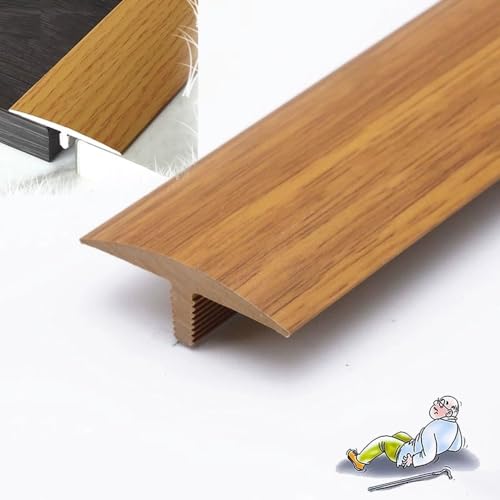 AGKANVCVNT T-förmige Bodenübergangsleiste, Schwellenleiste Für Fliesen Zu Holz/Laminat/Vinyl Und Teppich, PVC Randleiste, Übergangsprofil Selbstklebend, Breite 4cm(Teak) von AGKANVCVNT