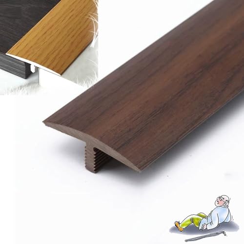 AGKANVCVNT T-förmige Bodenübergangsleiste, Schwellenleiste Für Fliesen Zu Holz/Laminat/Vinyl Und Teppich, PVC Randleiste, Übergangsprofil Selbstklebend, Breite 4cm(Walnut) von AGKANVCVNT
