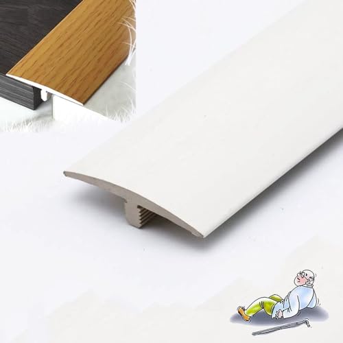 AGKANVCVNT T-förmige Bodenübergangsleiste, Schwellenleiste Für Fliesen Zu Holz/Laminat/Vinyl Und Teppich, PVC Randleiste, Übergangsprofil Selbstklebend, Breite 4cm(White) von AGKANVCVNT