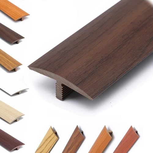 AGKANVCVNT T-formleisten, Bodenübergangsstreifen Selbstklebend, PVC Übergangsprofil 40mm Breit Zuschneidbare, Zierleisten Und Bodenübergangsstreifen, Holz Maserungs, 6 Stück(Black Walnut,1 Pcs) von AGKANVCVNT