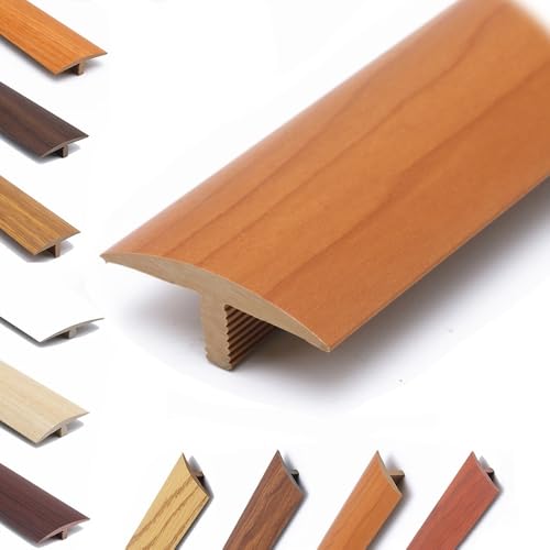 AGKANVCVNT T-formleisten, Bodenübergangsstreifen Selbstklebend, PVC Übergangsprofil 40mm Breit Zuschneidbare, Zierleisten Und Bodenübergangsstreifen, Holz Maserungs, 6 Stück(Cherry,3 Pcs) von AGKANVCVNT