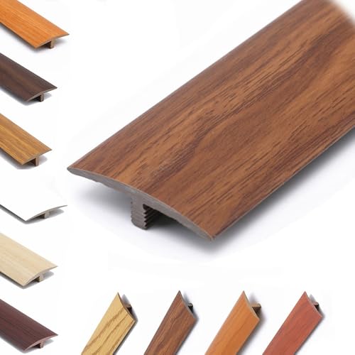 AGKANVCVNT T-formleisten, Bodenübergangsstreifen Selbstklebend, PVC Übergangsprofil 40mm Breit Zuschneidbare, Zierleisten Und Bodenübergangsstreifen, Holz Maserungs, 6 Stück(Dark Teak,6 Pcs) von AGKANVCVNT