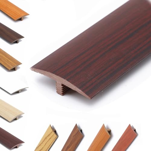 AGKANVCVNT T-formleisten, Bodenübergangsstreifen Selbstklebend, PVC Übergangsprofil 40mm Breit Zuschneidbare, Zierleisten Und Bodenübergangsstreifen, Holz Maserungs, 6 Stück(Fuchsia,6 Pcs) von AGKANVCVNT