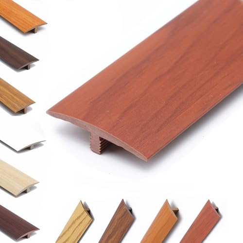 AGKANVCVNT T-formleisten, Bodenübergangsstreifen Selbstklebend, PVC Übergangsprofil 40mm Breit Zuschneidbare, Zierleisten Und Bodenübergangsstreifen, Holz Maserungs, 6 Stück(Mahogany,6 Pcs) von AGKANVCVNT