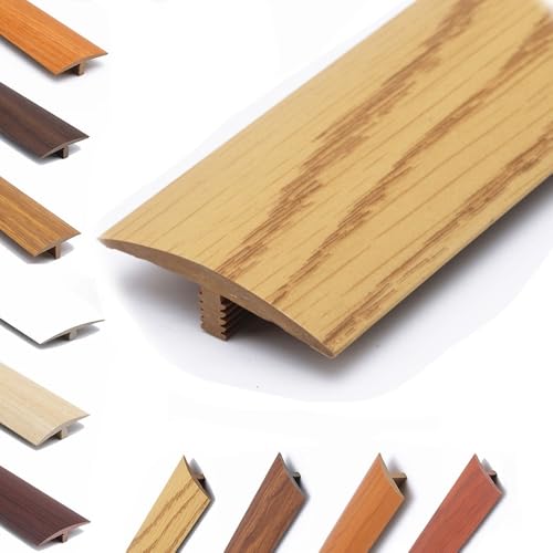 AGKANVCVNT T-formleisten, Bodenübergangsstreifen Selbstklebend, PVC Übergangsprofil 40mm Breit Zuschneidbare, Zierleisten Und Bodenübergangsstreifen, Holz Maserungs, 6 Stück(Oak,6 Pcs) von AGKANVCVNT