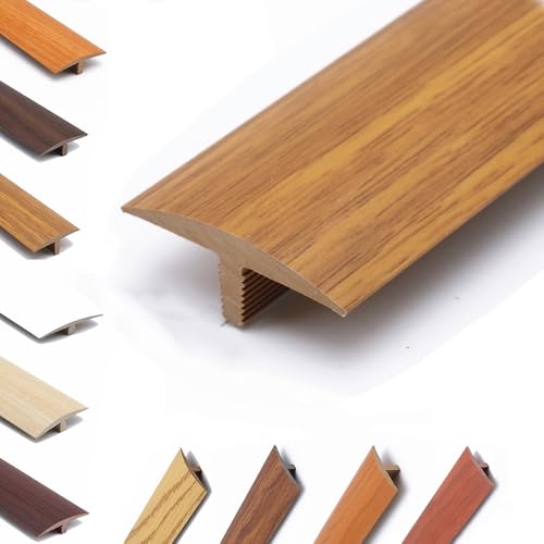 AGKANVCVNT T-formleisten, Bodenübergangsstreifen Selbstklebend, PVC Übergangsprofil 40mm Breit Zuschneidbare, Zierleisten Und Bodenübergangsstreifen, Holz Maserungs, 6 Stück(Teak,1 Pcs) von AGKANVCVNT