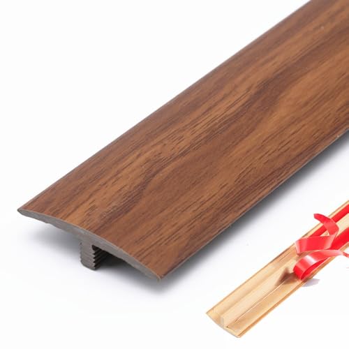 AGKANVCVNT Übergangsschiene Selbstklebend, Übergangsstreifen Boden, T-Profil Übergangsprofil Für Fliesen Laminat Vinyl, Bodenleiste Türschwellen Leiste, Einfach Zu Säubern(Dark Teak) von AGKANVCVNT