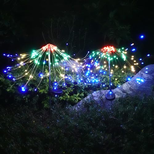 AGLINT Solar Feuerwerk Licht Gartenlichter Solarleuchten 2 Stück 200 LED 8 Modi Mehrfarbig Wasserdicht Solar-Starburst-Licht Deko für Außen Garten Balkon Terrasse von AGLINT