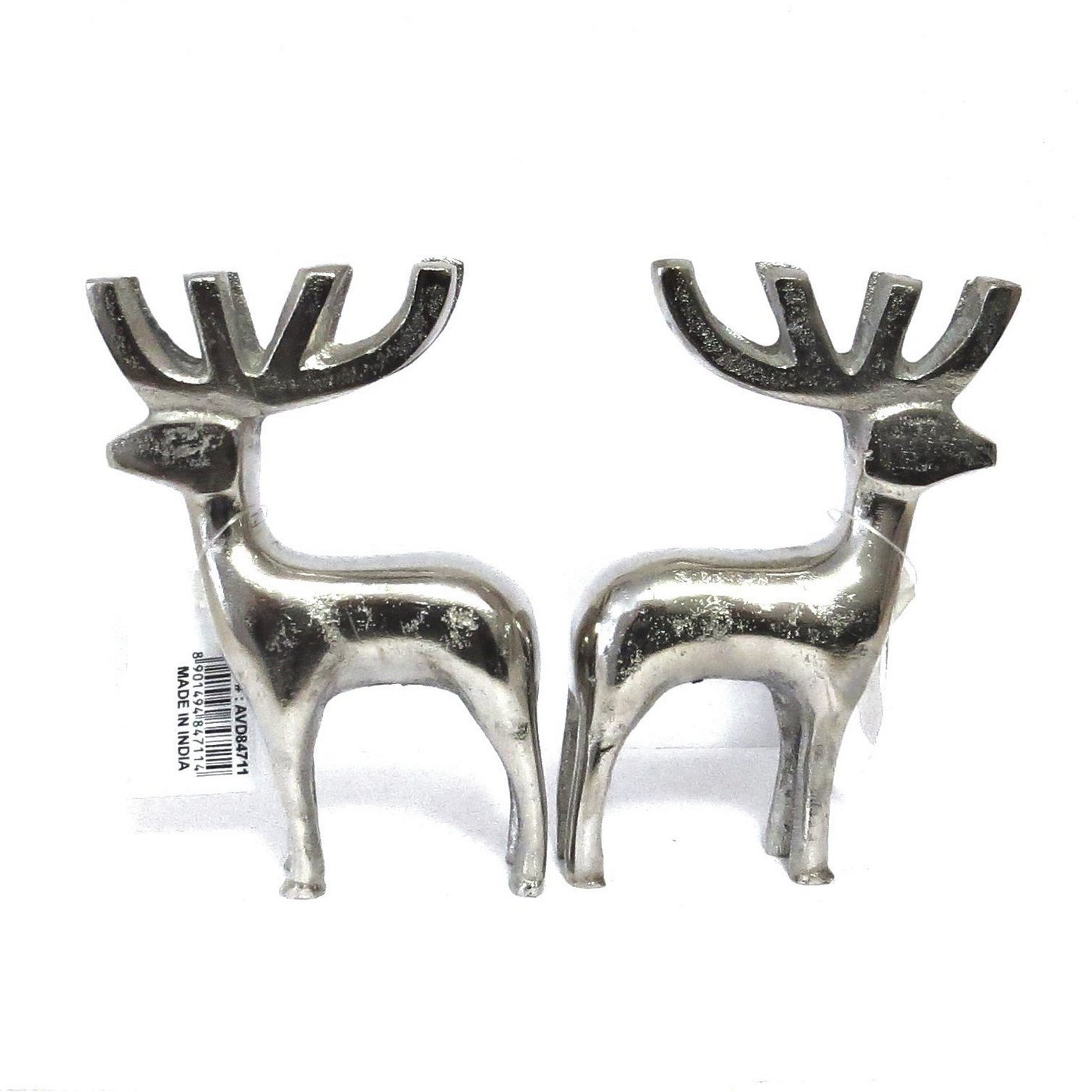 AGM Dekohänger Deko Metall Hirsch 2er Set Silber Tisch Weihnachten Modern 13 cm von AGM