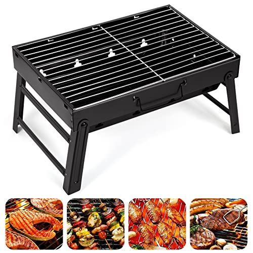 AGM Holzkohlegrill, tragbarer faltbarer Tischgrill, Holzkohlegrill für Picknick, Reisen, Garten, Camping, 435 x 300 x 240 mm von AGM