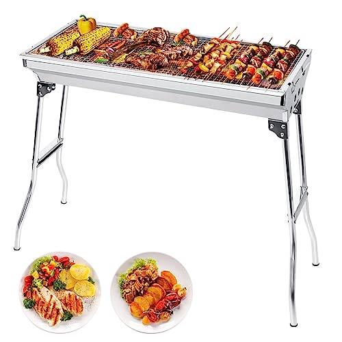 AGM Holzkohlegrill Camping Grill Holzkohle,Klappgrill Tragbarer Grill,Für Camping Garten Picknick Party, 73x 33x 71 cm, für 5-10 Personen von AGM