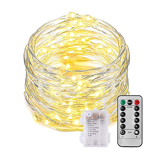 AGM LED-Lichterkette, batteriebetrieben, mit Fernbedienung, LED-Aufhängung, 10M, 100LEDs, 8 Lichteffekte, leuchtende Lichterkette, dekorativ, für Schlafzimmer, Garten, Party, Weihnachten, Hochzeit von AGM