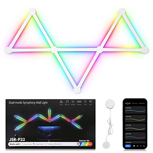 AGM 9 Light Bar RGB Spleißbare LED Wandleuchte Gaming Lichter mit RGBW Magic Farbwechsel Lichtperlen, WIFI & Bluetooth-Steuerung, 16 Mio. RGB-Farben, LED Ambientelicht für Deko von AGM