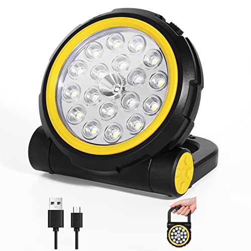 AGM LED Strahler, 5200mAh Akku Tragbares Notlicht 10W 800LM Superhell Campinglampe, 180° faltbarer & USB-Aufladung, IPX5 Arbeitsleuchte mit 4 Lichtmodi, für Stromausfällen, Camping, Außenbereich von AGM